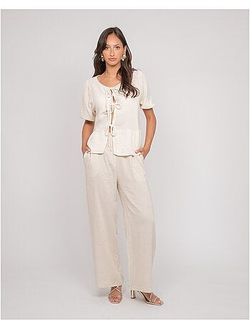 Blusa annodata in garza di cotone OLERVIE