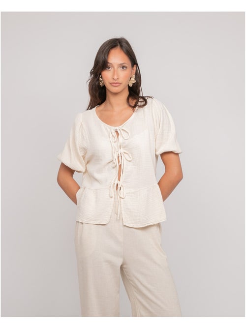 Blusa annodata in garza di cotone OLERVIE - Kiabi