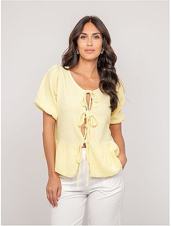Blusa annodata in garza di cotone OLERVIE