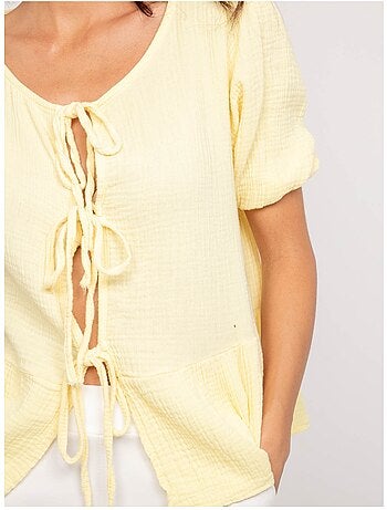 Blusa annodata in garza di cotone OLERVIE