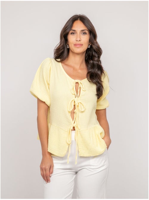 Blusa annodata in garza di cotone OLERVIE - Kiabi