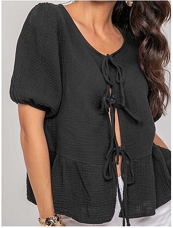 Blusa annodata in garza di cotone OLERVIE