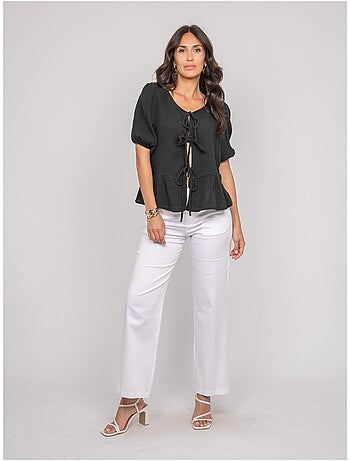 Blusa annodata in garza di cotone OLERVIE