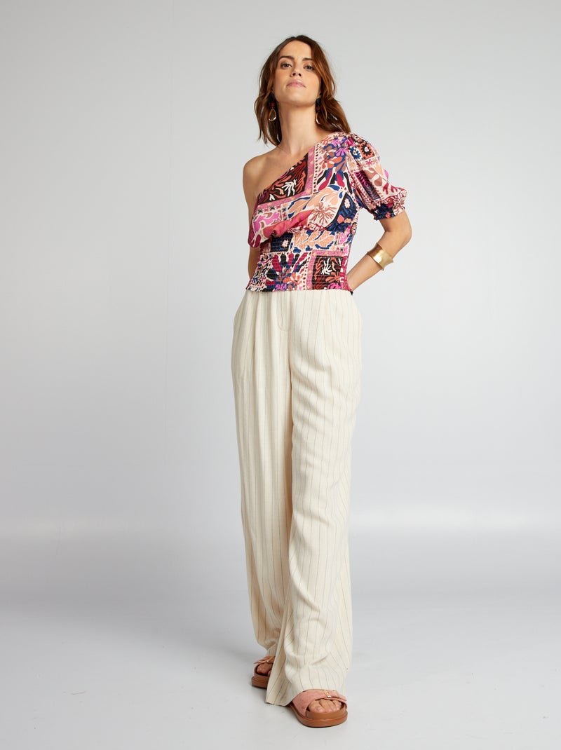 Blusa asimmetrica a maniche corte ROSA - Kiabi