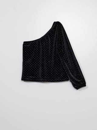 Blusa asimmetrica con paillettes