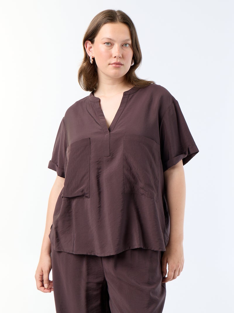 Blusa caftano in viscosa fluida Marrone - Kiabi