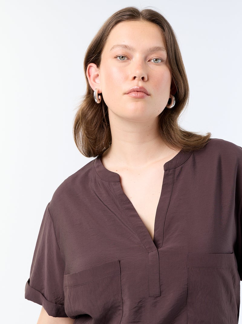 Blusa caftano in viscosa fluida Marrone - Kiabi