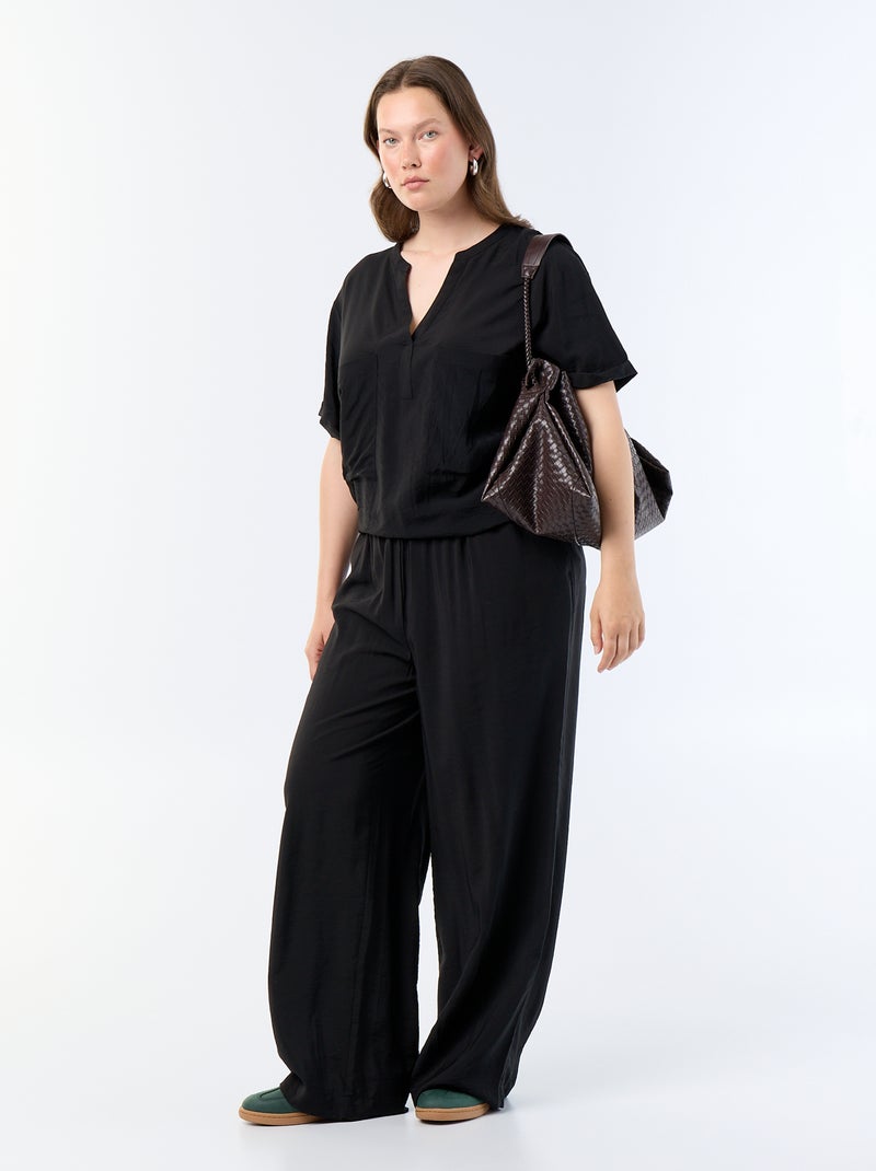 Blusa caftano in viscosa fluida Nero - Kiabi