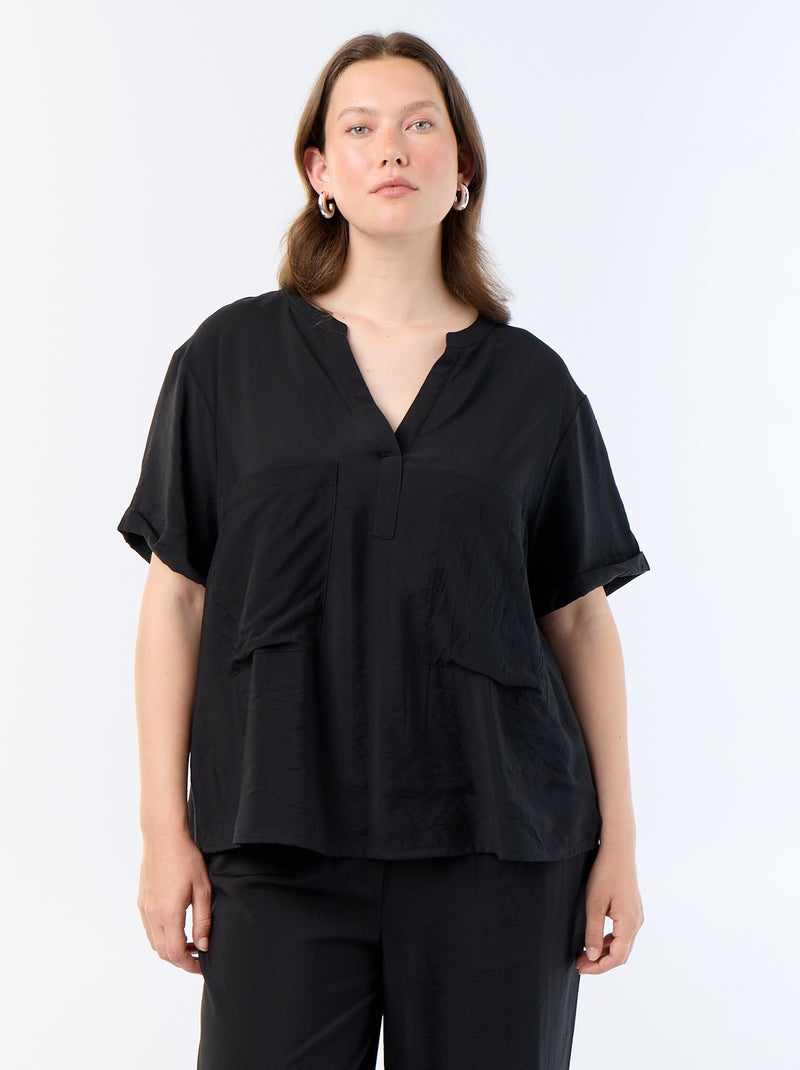 Blusa caftano in viscosa fluida Nero - Kiabi
