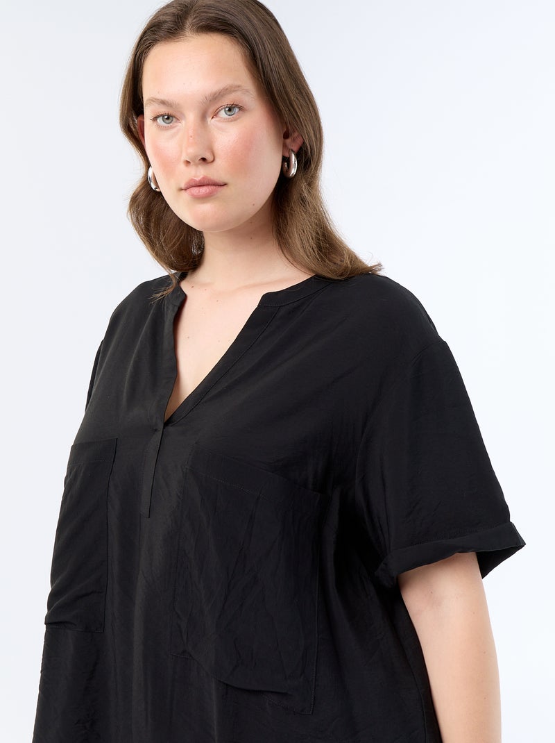 Blusa caftano in viscosa fluida Nero - Kiabi