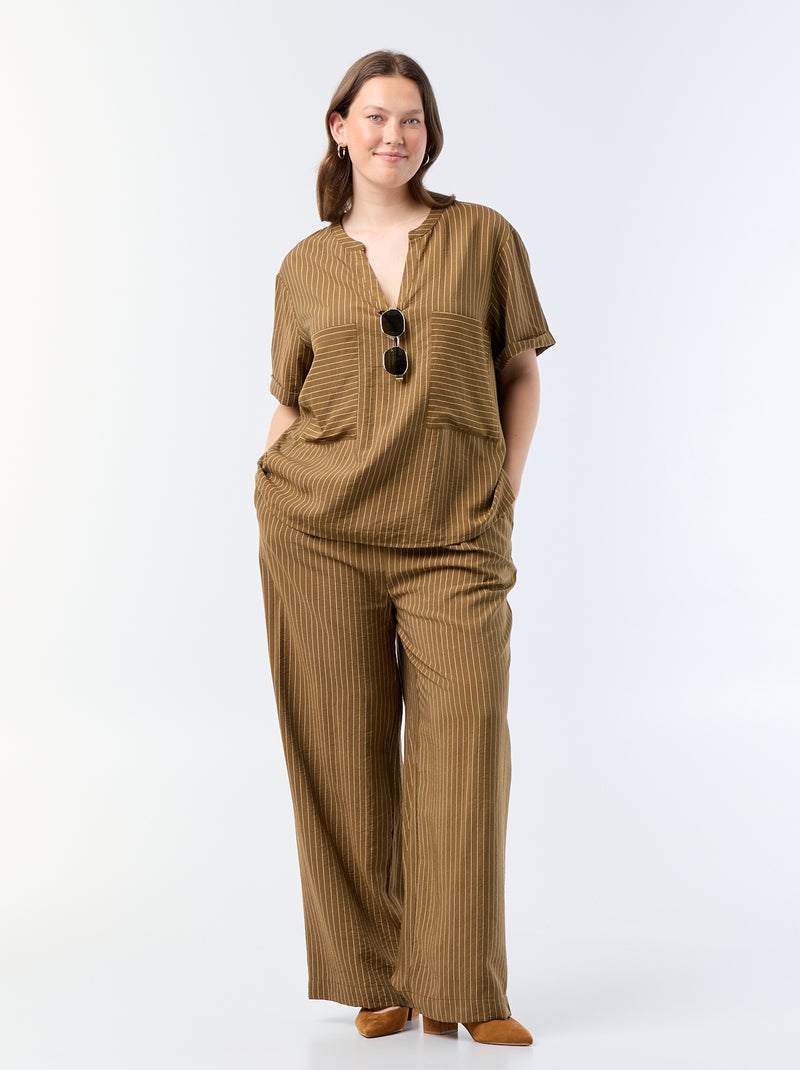 Blusa caftano in viscosa fluida Verde oliva - Kiabi