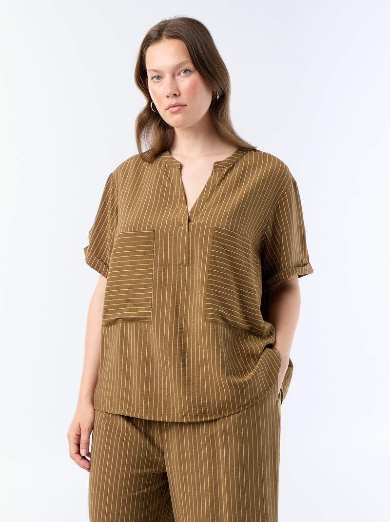 Blusa caftano in viscosa fluida Verde oliva - Kiabi
