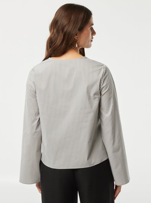 Blusa cardigan a righe con laccetti da annodare - Kiabi