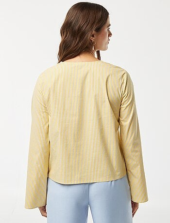 Blusa cardigan a righe con laccetti da annodare