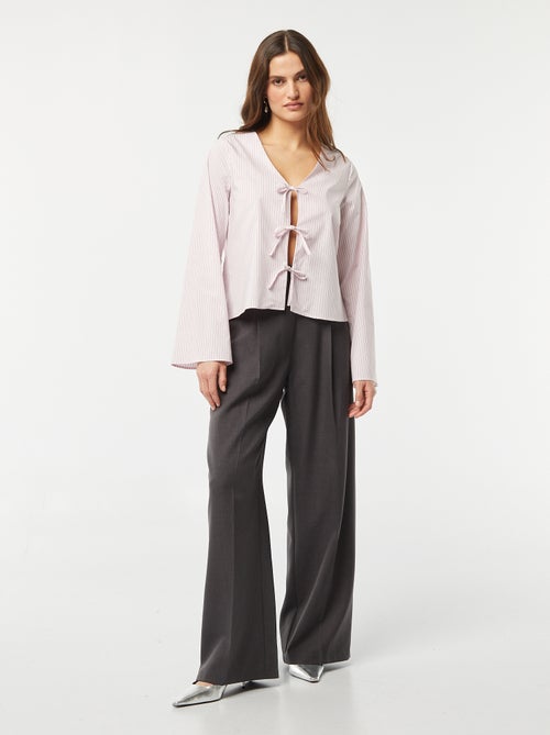 Blusa cardigan a righe con laccetti da annodare - Kiabi