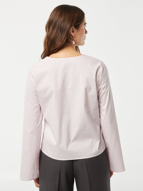 Blusa cardigan a righe con laccetti da annodare - Kiabi