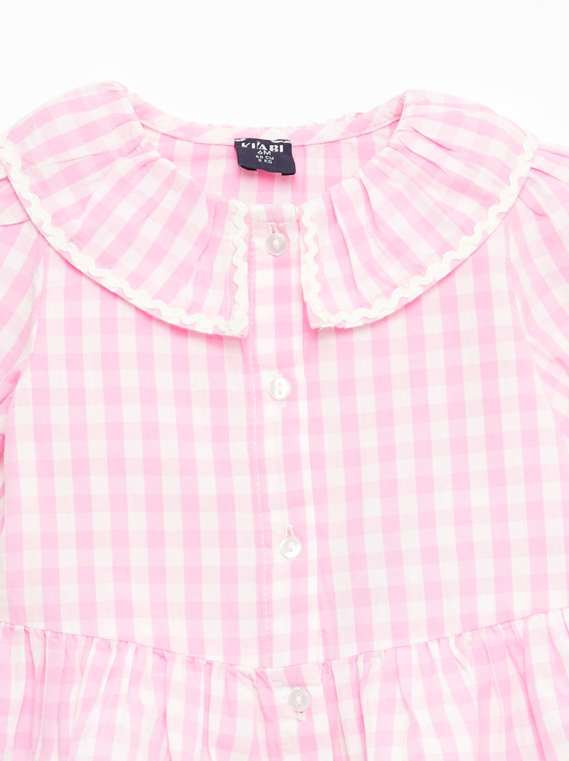 Blusa colletto Claudine con volant Rosa - Kiabi