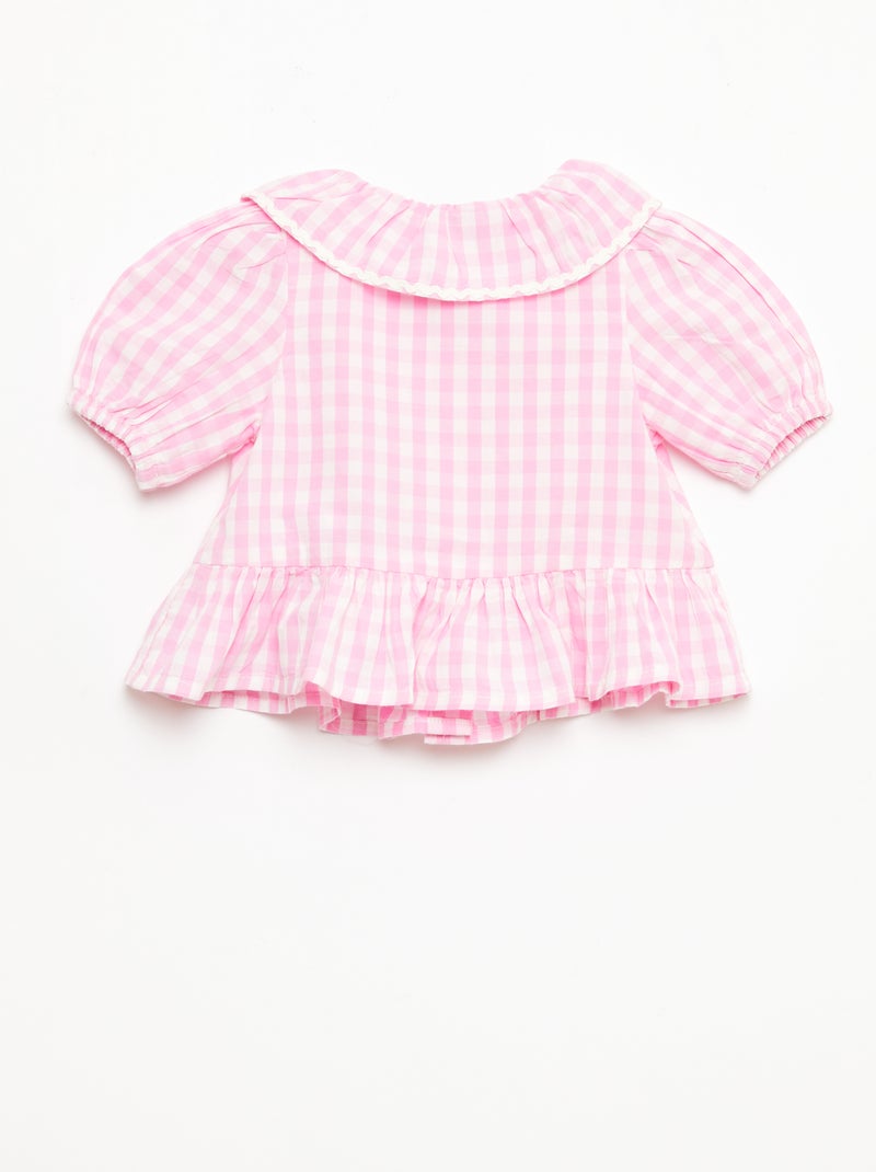 Blusa colletto Claudine con volant Rosa - Kiabi