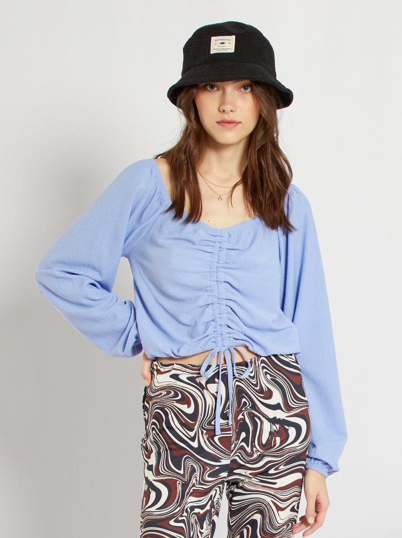 Blusa collo squadrato BLU - Kiabi
