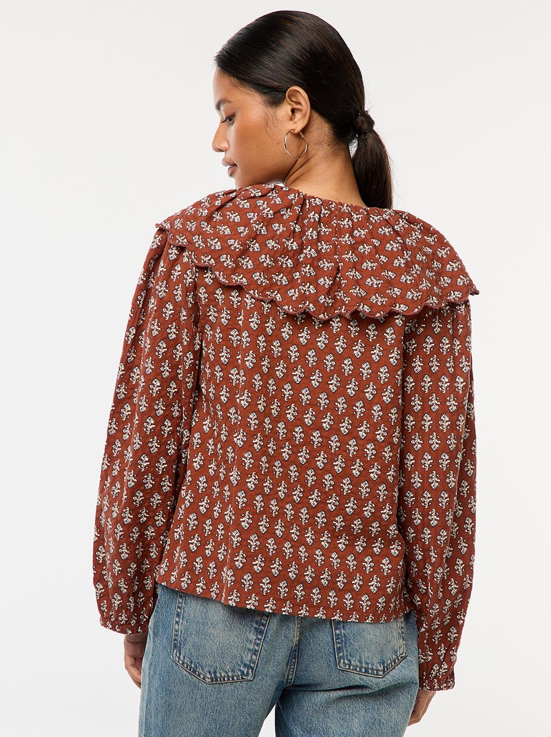 Blusa con ampio colletto tondo Marrone - Kiabi