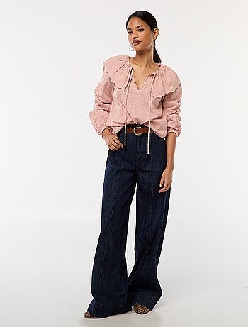 Blusa con ampio colletto tondo