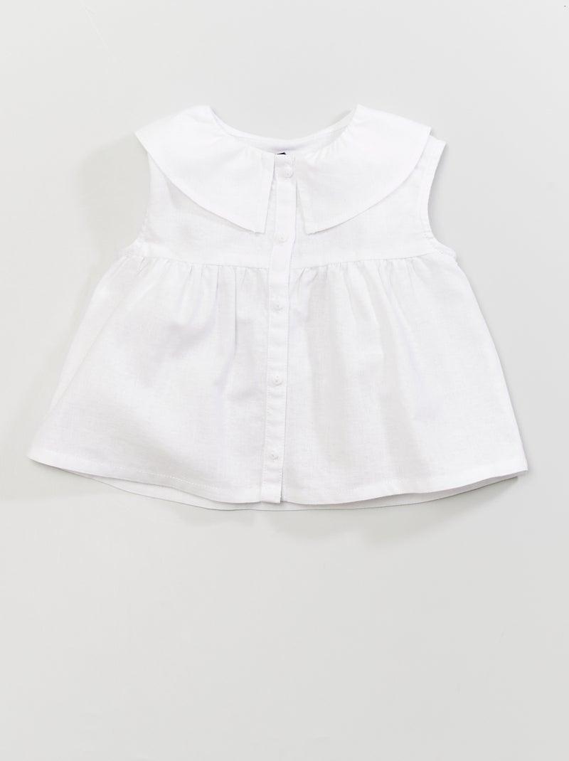 Blusa con colletto claudine Bianco - Kiabi