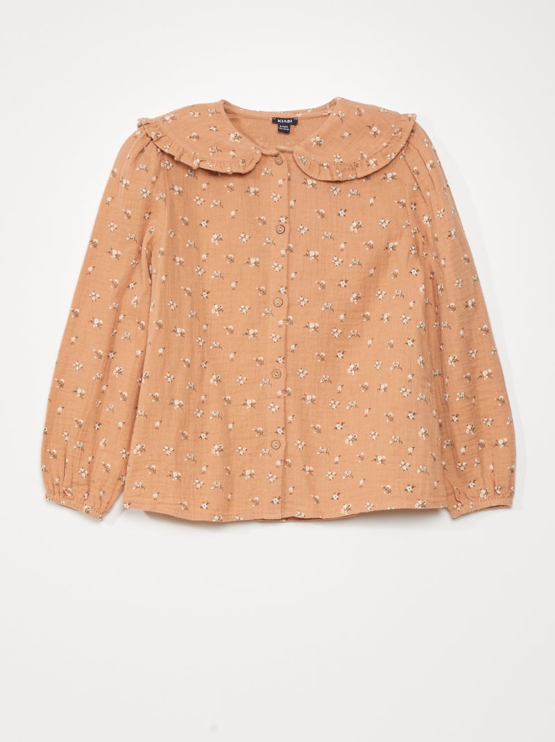 Blusa con colletto claudine e stampa floreale ROSA - Kiabi
