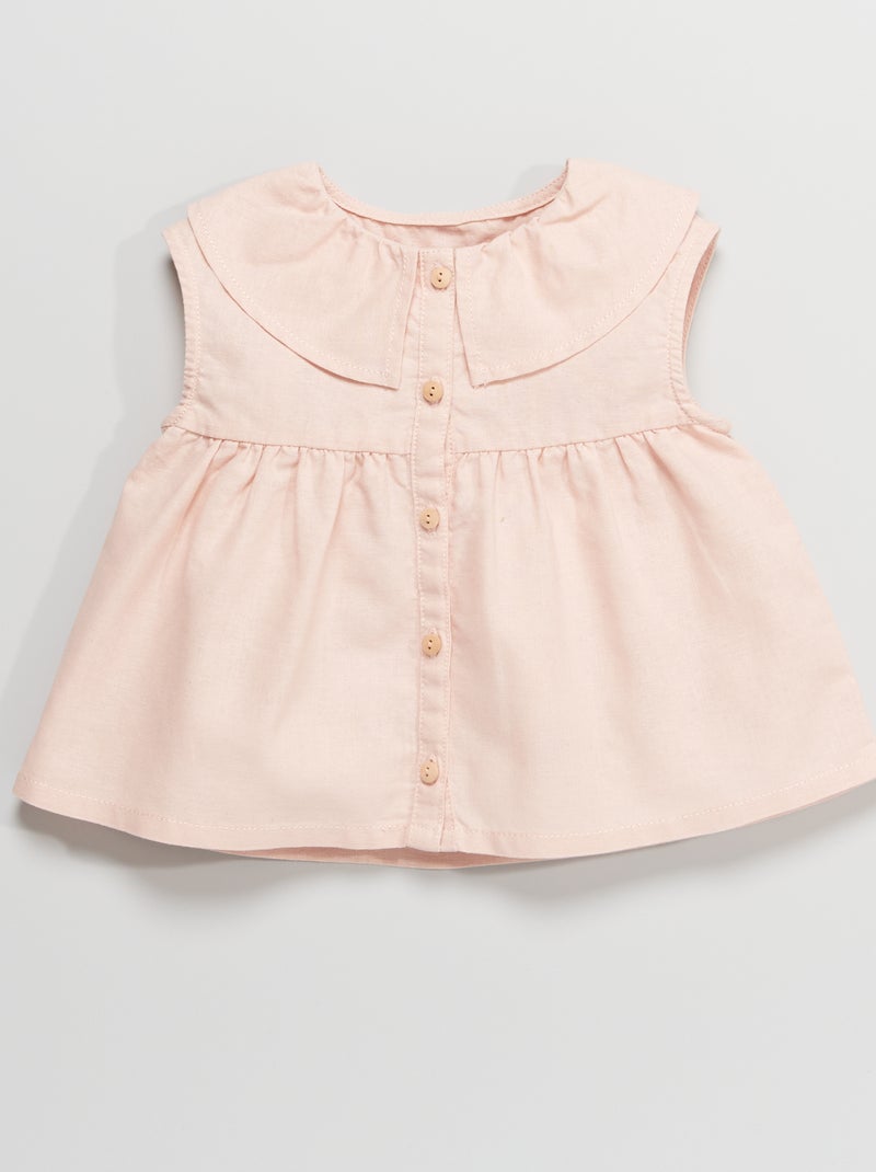 Blusa con colletto claudine ROSA - Kiabi