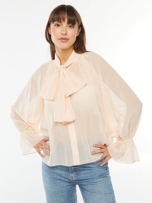 Blusa con collo a fiocco e maniche con volant - Kiabi
