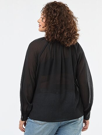 Blusa con collo a lavallière e lacci da annodare sul davanti