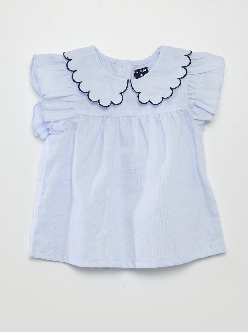 Blusa con collo ampio finiture a squame BLU - Kiabi