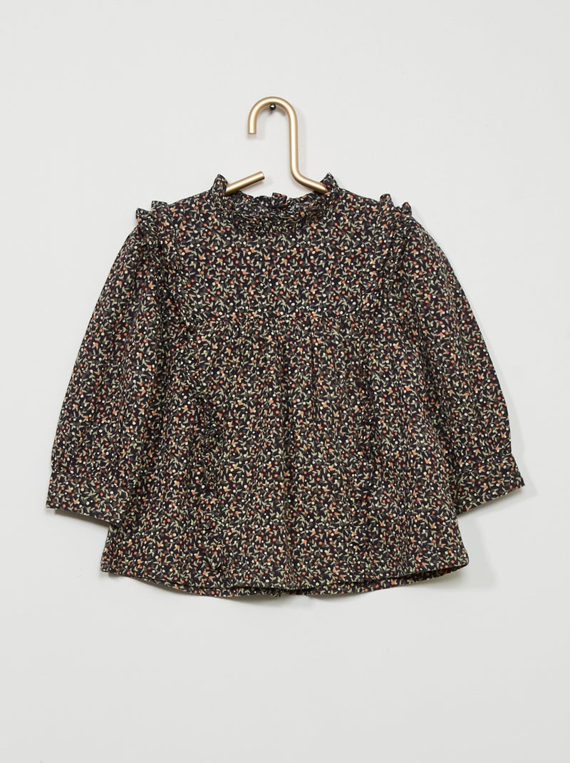 Blusa con collo con volant GRIGIO - Kiabi