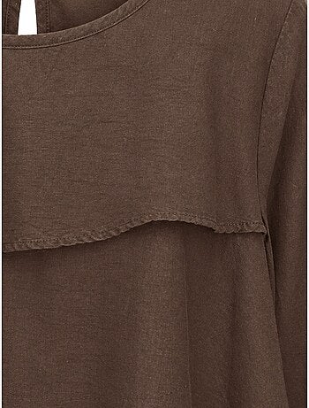 Blusa con girocollo a maniche lunghe e volant mixray