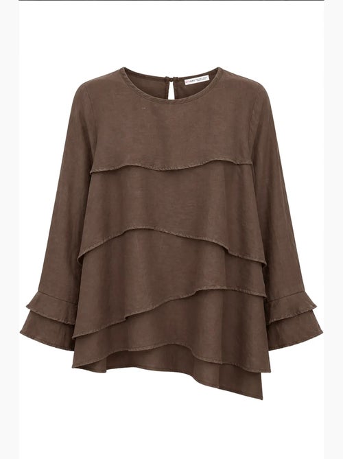 Blusa con girocollo a maniche lunghe e volant mixray - Kiabi