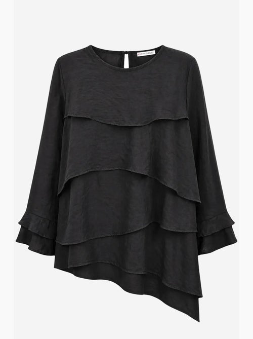 Blusa con girocollo a maniche lunghe e volant mixray - Kiabi