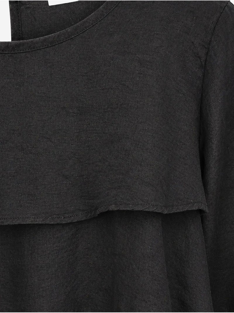 Blusa con girocollo a maniche lunghe e volant mixray Nero - Kiabi