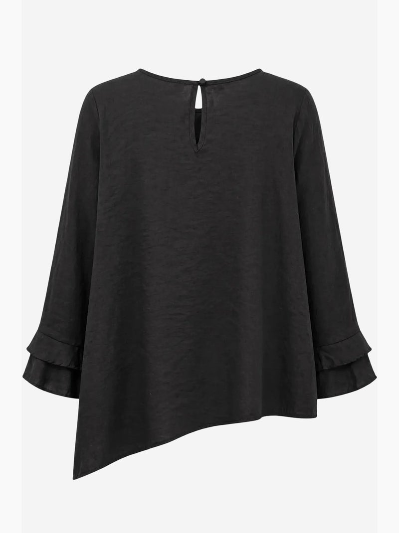 Blusa con girocollo a maniche lunghe e volant mixray Nero - Kiabi