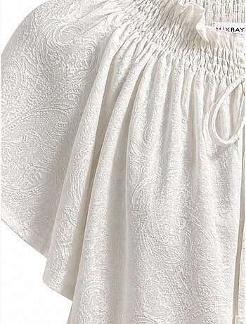 Blusa con girocollo e stampa paisley con dettaglio a fiocco mixray