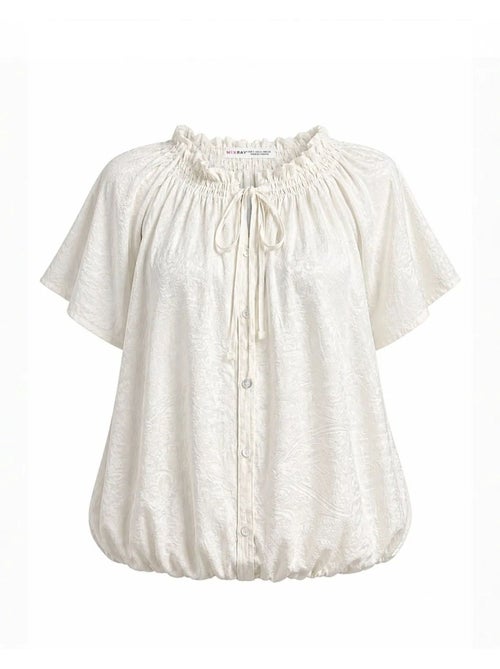 Blusa con girocollo e stampa paisley con dettaglio a fiocco mixray - Kiabi Blusa con girocollo e stampa paisley con dettaglio a fiocco mixray - Kiabi