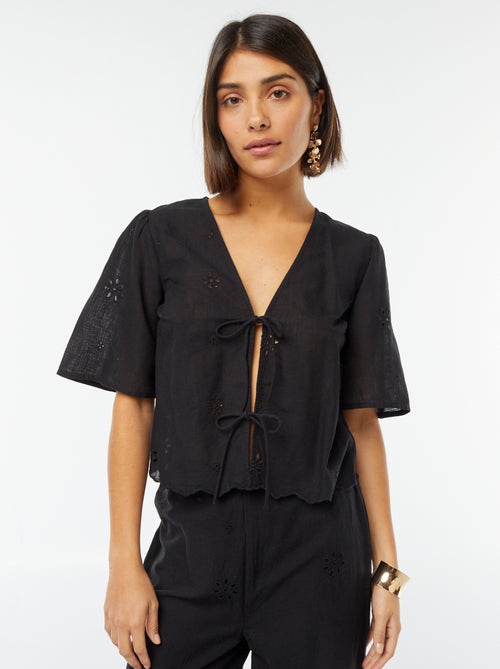 Blusa con laccetti e maniche 3/4 - Kiabi