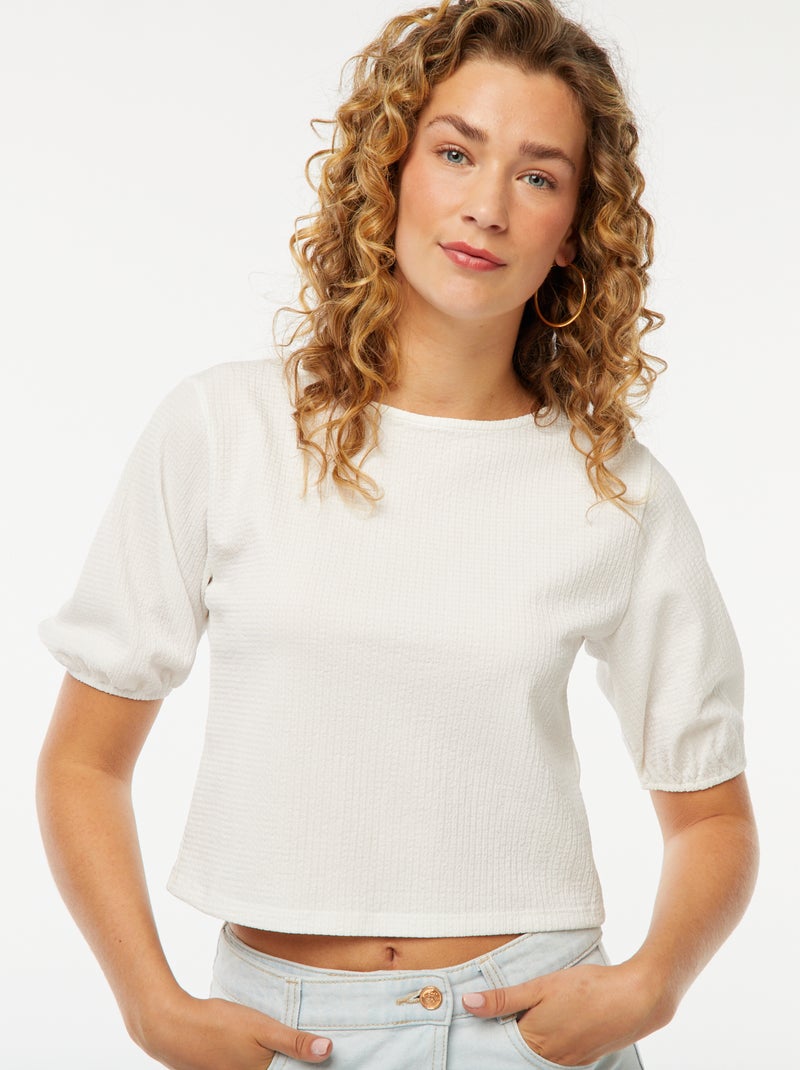 Blusa con lacci da annodare bianco - Kiabi