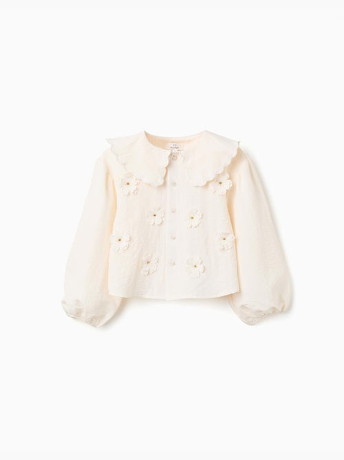 Blusa con maniche a palloncino e applicazione floreale - Kiabi