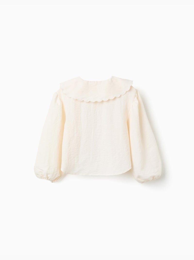 Blusa con maniche a palloncino e applicazione floreale Beige chiaro - Kiabi