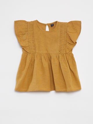 Blusa con maniche corte con volant