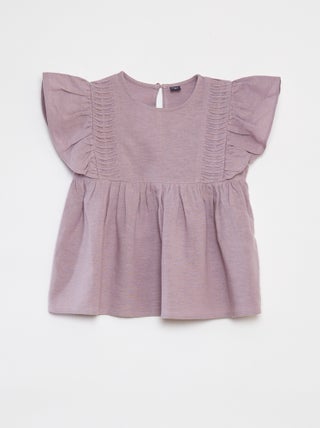 Blusa con maniche corte con volant