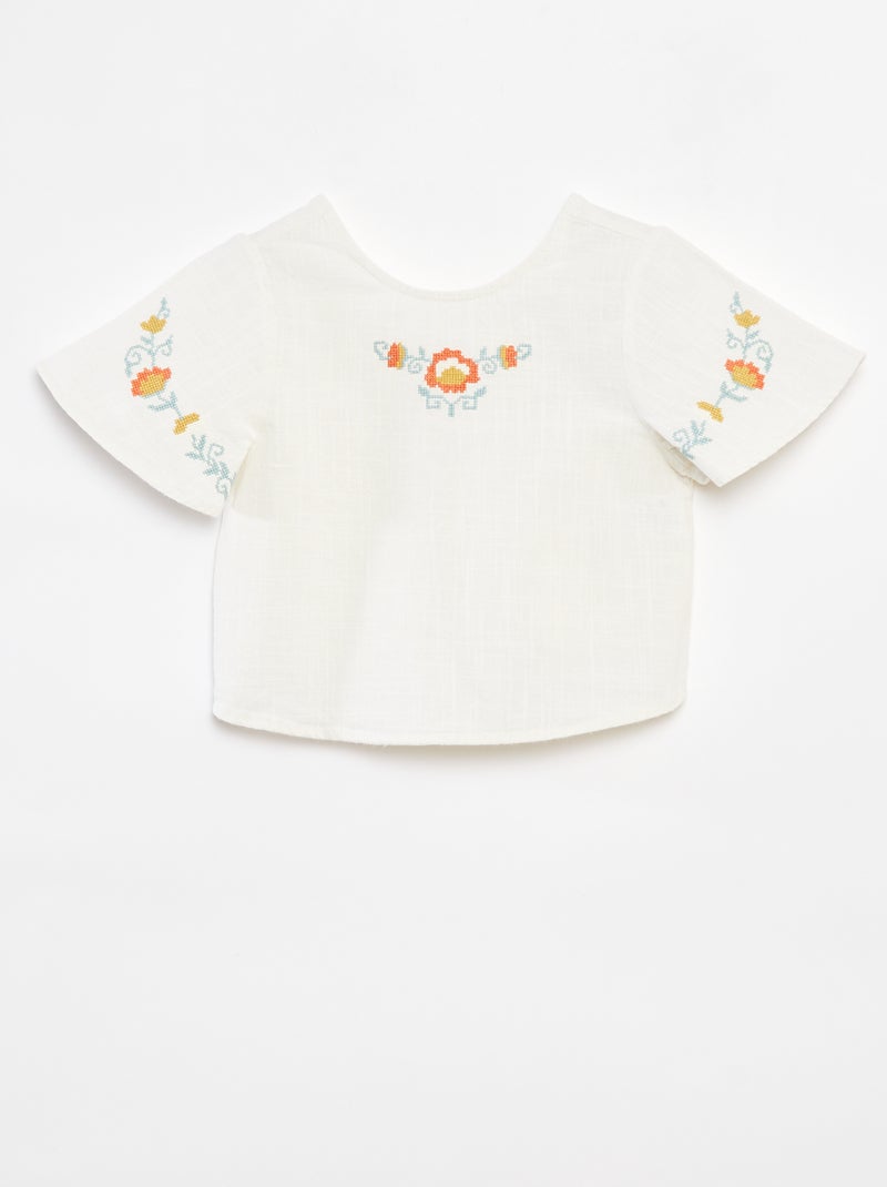 Blusa con motivi ricamati Bianco - Kiabi