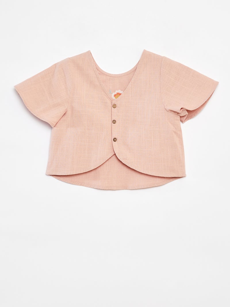 Blusa con motivi ricamati rosa - Kiabi