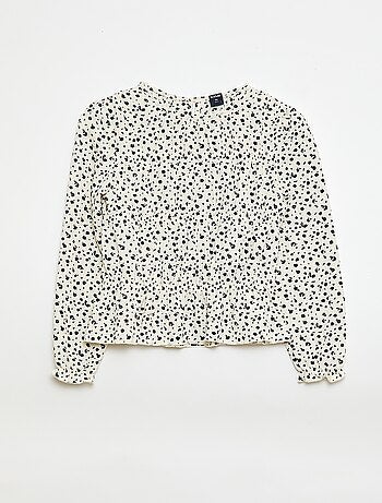 Blusa con motivo in maglia crêpe