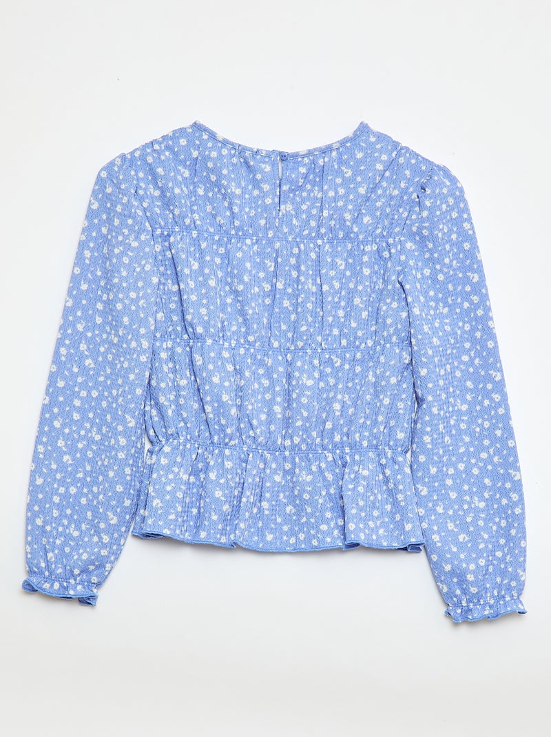Blusa con motivo in maglia crêpe Blu - Kiabi