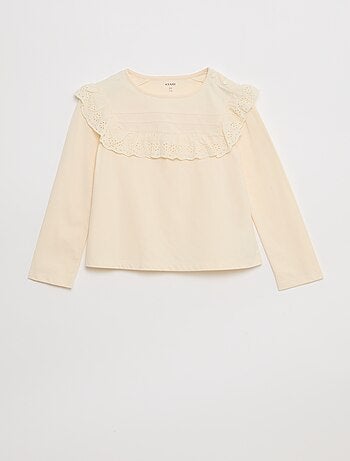 Blusa con plastron e ricami inglesi - So Easy